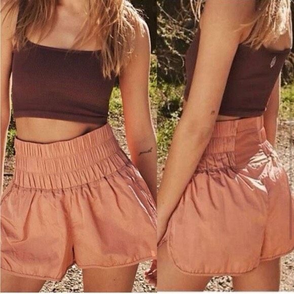 Free People Movement the Way Home Printed Shorts in Brushed Apricot Size Small - Picture 1 of 4